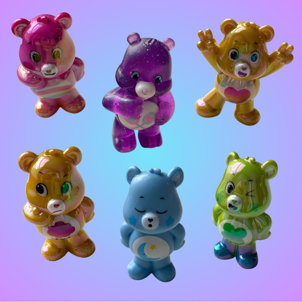 Lot of 6 vinyl/PVC/plastic Care Bears figurines TCFC